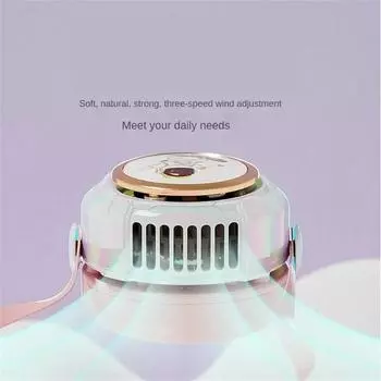 USB Charging New Bladeless Halterneck Fan Space Capsule Lazy Portable Cartoon Mini Fan Outdoors розовый