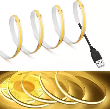 USB COB лента DC 5V 320Leds/M розовая/красная/белая/синяя/желтая подсветка для шкафа лампа подсветка телевизора гибкая лента светодиодная лента 0.5m
