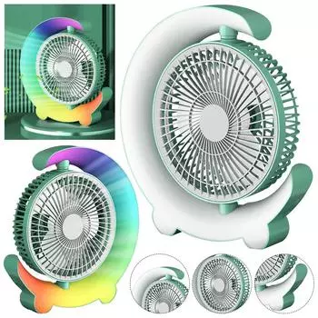 USB Desk Fan 3 Speeds with Colorful Light Small Cooling Fan Quiet Portable Table Fan for Home Office Bedroom Dorm Summer Gift зелёный