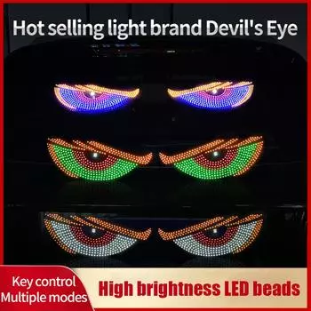 USB Динамический Большой Дьявольский Глаз Свет Для Автомобилей, Программируемый Гибкий Оконный Экран Светодиодный Дисплей Демонический Глаз Светильник Для Автомобиля Декор белый