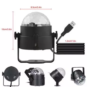 USB Disco Ball Light RGB Colors Changing DJ Stage Lamp Projector Rotating Star Party Night Light For Home Kids Birthday Decor