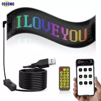 USB-дисплей автомобиля, прокручивающиеся светодиодные знаки, 5 В RGB, дистанционное управление через приложение, гибкий узор, граффити, прокручивающаяся автомобильная светодиодная матричная пиксельная панель