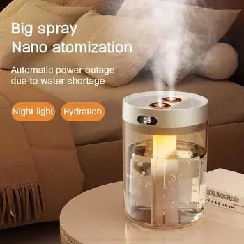 USB Double Spray Air Humidifier Large Capacity 1500ML Heavy Fog Ultrasonic Aroma Diffuser Humidificador for Home Bedroom USB Cable белый