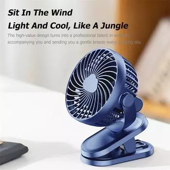 USB Fan Silent Endurance Electric Cooling Fan 3 Speed Small Desk Fan 360 Degree Rotating Powerful Cooling Fan for Home Dorm синий