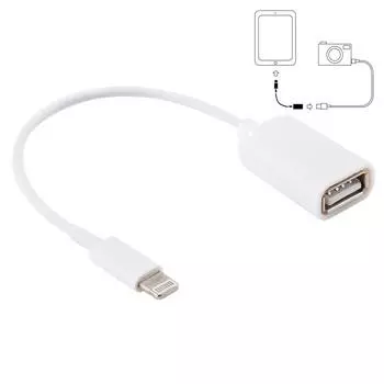 USB Female to 8pin Male OTG Adapter Cable, Support iOS 10.2 and Below, Length: 18cm(White) белый