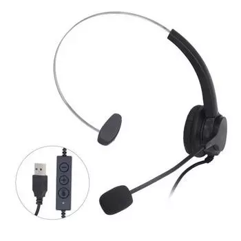 USB-гарнитура с шумоподавлением, регулируемой громкостью, оголовьем, одним ухом, проводные компьютерные наушники с микрофоном для офиса
