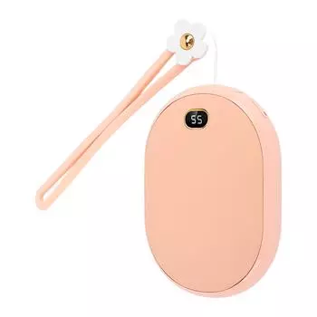 USB-грелка для рук со светодиодным дисплеем, 2 уровня температуры, двухсторонний обогрев, карманный обогреватель Power Bank емкостью 10000 мАч розовый