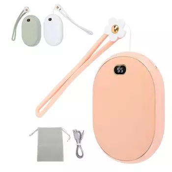 USB-грелка для рук со светодиодным дисплеем, 2 температуры, двухсторонний нагрев, 10000 мАч, карманный обогреватель Power Bank 2A White