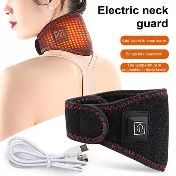 USB-грелка для шеи, 3 регулируемых температуры, обертывание для шеи, болезненность, скованность, шейный спондилез, облегчение боли для мужчин и женщин, электрическая грелка для шеи чёрный