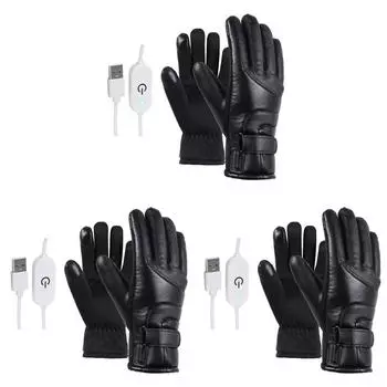 USB-Handwrmer, Wasserdichte Leder-Heizhandschuhe, PU zum Angeln, Reiten, Radfah