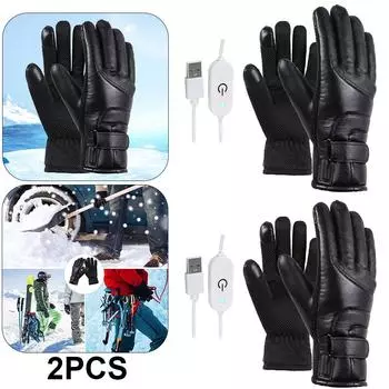 USB-Handwrmer, Wasserdichte Leder-Heizhandschuhe, PU zum Angeln, Reiten, Radfah
