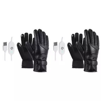 USB-Handwrmer, Wasserdichte Leder-Heizhandschuhe, PU zum Angeln, Reiten, Radfah
