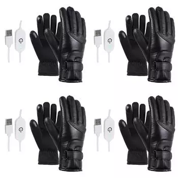 USB-Handwrmer, Wasserdichte Leder-Heizhandschuhe, PU zum Angeln, Reiten, Radfah