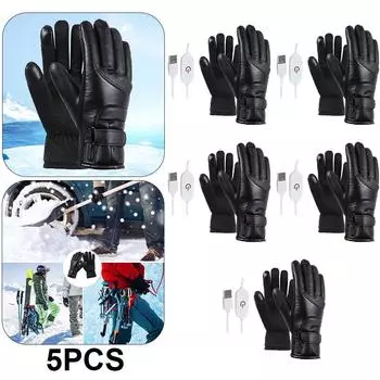 USB-Handwrmer, Wasserdichte Leder-Heizhandschuhe, PU zum Angeln, Reiten, Radfah