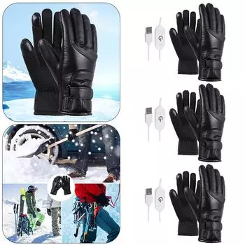 USB-Handwrmer, Wasserdichte Leder-Heizhandschuhe, PU zum Angeln, Reiten, Radfah