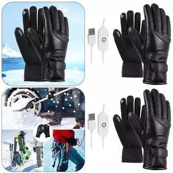 USB-Handwrmer, Wasserdichte Leder-Heizhandschuhe, PU zum Angeln, Reiten, Radfah