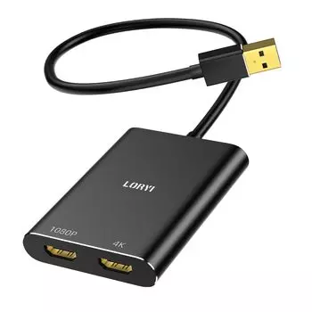 USB HDMI Converter USB Dual HDMI Adapter OS Expansion Mode Compatible 2 Monitors USB Connection USB HDMI USB A to HDMI Splitter MST Mode 2 Screen