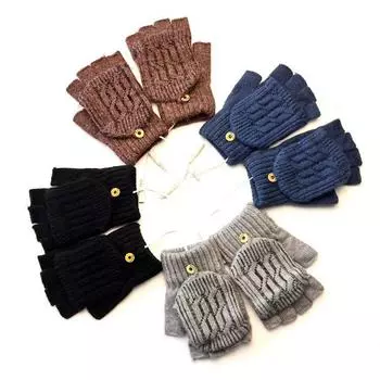 USB Heating Gloves Electric Heating Double-sided Heating Thickened Jacquard Thickened Half-finger Flip Electric Heating Gloves One-size-fits-all single-sided back heating