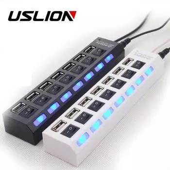 USB Hub 2.0 Multi USB Port 4/7 Ports Hub USB High Speed Hab с переключателем включения/выключения USB-разветвитель
