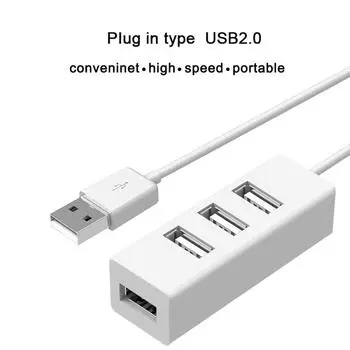 Usb Hub 2.0 Multi USB Splitter USB 2.0 Hub 4 Port Multiple Expander Multi Splitter Высокоскоростной для ПК белый