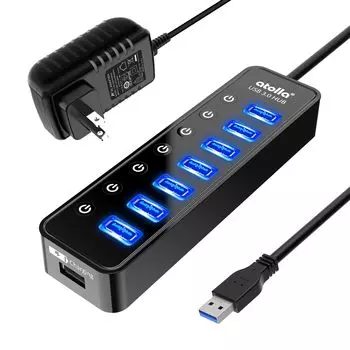 USB hub atolla USB Hub 7 additional ports 1 charging USB expansion powered switch AC adapter 100cm USB 3.0 + port, self-powered/bus [Independent