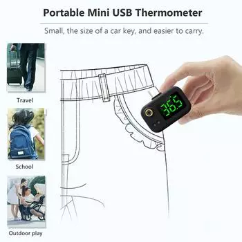 USB-интеллектуальный термометр USB-интеллектуальный термометр Портативный мини-термометр для сотового телефона Бесконтактный чёрный