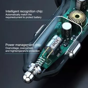 USB Interface Type-C Extension 66W Car Charger Rear Mobile Phone Charging PD QC3.0 Multifunctional Super Fast Charging чёрный