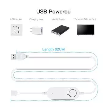USB-кабель 5 В TUYA Smart WiFi RGB LED Strip Light Controller Голосовое дистанционное управление Диммируемый диммер Работает с Alexa Google Home белый