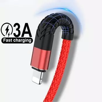 USB-кабель для быстрой зарядки для iPhone 12 11 Pro X Max 6 6s 7 8 Plus Apple iPad Origin 2 м 3 м, свинцовый шнур для мобильного телефона, провод для зарядного устройства для передачи данных 1m чёрный