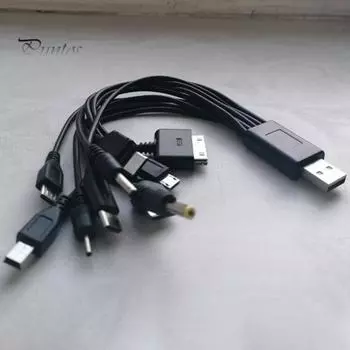 USB-кабель для передачи данных 1 Drag 10 Многофункциональный Plug Play Широко совместимый зарядный USB-кабель для передачи данных с несколькими зарядными устройствами для дома чёрный