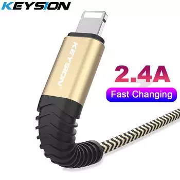 USB-кабель для передачи данных KEYSION для iPhone 14, 13, 12, 11 Pro Max Xs max Xr X 8, 7, 6 plus, 6s, 5 s plus, iPad 2,4A, кабель для быстрой зарядки 1m красный