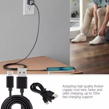 USB-кабель для передачи данных типа C/USB, 5-контактный разъем, кабель питания для быстрой зарядки 1,5 А, быстрая и стабильная передача данных для ноутбуков, телефонов TYPE C-1m