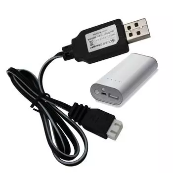 USB-кабель для зарядки 7,4 В с трехконтактным портом расширения для литиевого аккумулятора, шнур для зарядки чёрный