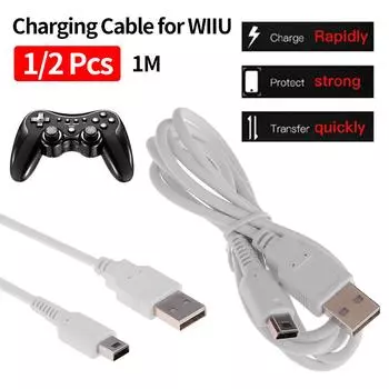 USB-кабель для зарядки геймпада WIIU, 1 м, кабель для передачи данных и питания, зарядное устройство для геймпада Nintendo WIIU