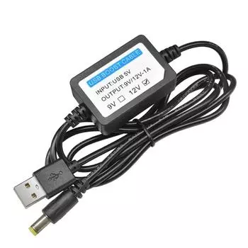 USB-кабель для зарядки и повышения мощности DC 5 В до 12 В 1 А, повышающий преобразователь, адаптер USB-кабеля с повышающим компонентом