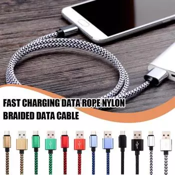 USB-кабель для зарядки Samsung Fast Charge Data Wie Type Braided Nylon USB Data Power Cable C J7G4 Black-1pcs