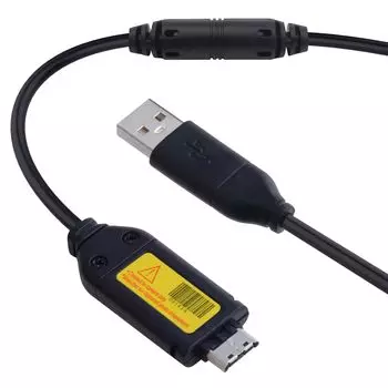 USB-кабель для зарядки совместим с цифровыми камерами Samsung L200 вместо EX, L, WB, S, SL, ST, PL, ST600, ST61, ST65, ST6500, ST67, ST70, чёрный