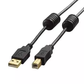 USB-кабель ELECOM [B] USB2.0 (USB A папа к USB B папа) с ферритовым сердечником 3м черный U2C-BF30BK