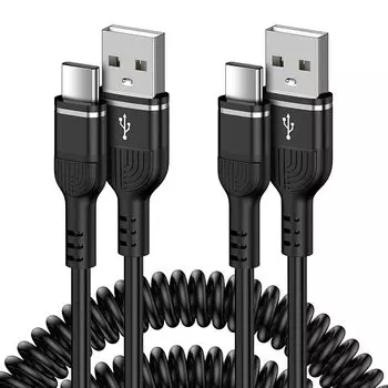 USB-кабель FodLop, телескопический USB-кабель, кабель для зарядки смартфона, от 0,4 м до 1 м, совместимый с QC3.0, 3 А, быстрая зарядка, USB2.0, катушка для передачи данных
