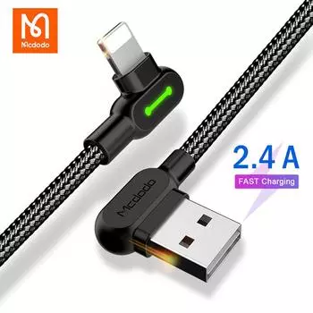 USB-кабель Mcdodo для iPhone 12 11 Pro Max Xs Xr X 8 7 6 Plus iPad Air mini iOS 14 2.4A, быстрая зарядка телефона, USB-кабель для зарядного устройства для передачи данных