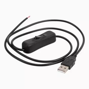 USB-кабель питания 2-контактный USB 2.0 мужской удлинитель шнура DIY с выключателем (черный)