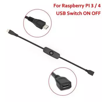 USB-кабель питания Raspberry Pi 3 4 с переключателем включения/выключения, переключатель управления питанием для Raspberry Pi 4 3 Model B +/ B/2/Zero/w micro usb