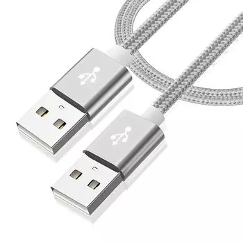 USB-кабель с разъемами «папа» на обоих концах, высокопрочные позолоченные разъемы типа A-тип A, высокоскоростная передача данных 5 Гбит/с, короткий нейлоновый трикотаж, жесткий диск A