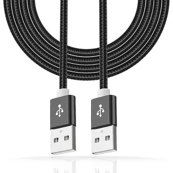 USB-кабель с разъемами «папа» на обоих концах, высокопрочные позолоченные разъемы, тип A-тип A, высокоскоростная передача данных 5 Гбит/с, короткий нейлоновый трикотажный жесткий диск