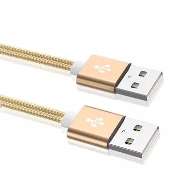 USB-кабель с разъемами «папа» на обоих концах, высокопрочные позолоченные разъемы, тип A-тип A, высокоскоростная передача данных 5 Гбит/с, короткий нейлоновый трикотажный жесткий диск