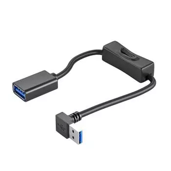 USB-кабель с выключателем питания Верхний изогнутый USB3.0 Мужской к женской линии передачи данных Удлинитель кабеля питания 30CM