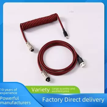 USB-кабель Type-C серии GX12 для механических клавиатур GX12 nickel-plated, Straight line 1.5m чёрный