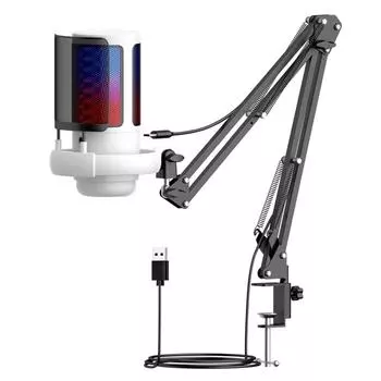 USB Компьютер Настольный Микрофон RGB Киберспорт Игры Разговор Запись Голоса Конденсаторный Микрофон