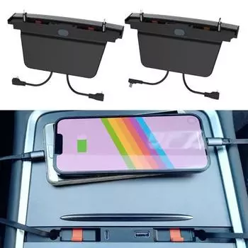 USB-концентратор, быстрое зарядное устройство для Tesla Model 3 Model Y, водонепроницаемая док-станция мощностью 27 Вт с подсветкой, выдвижным кабелем, 4 порта для зарядки, автомобильные аксессуары type-c+lightning
