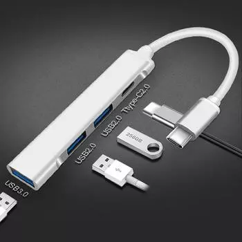 USB-концентратор портативный высокоскоростной USB серый